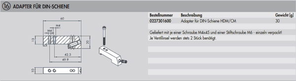 Adapter für DIN-Schiene HDM/CM