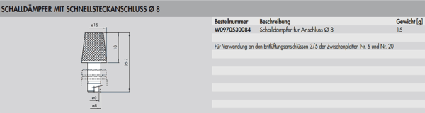 Schalldämpfer für Anschluss d  8