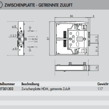 Zwischenplatte HDM, getrennte Zuluft